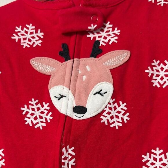 Just One You by Carters Red Reindeer and Santa one piece Footie Pajamas Size 12m - Picture 5 of 7